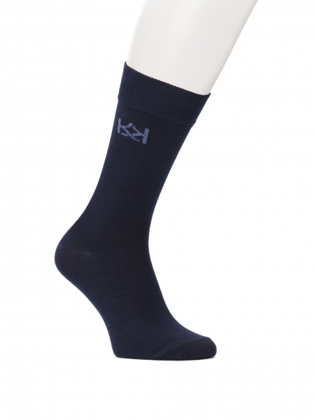 Long navy blue socks with bamboo viscose PALLAS