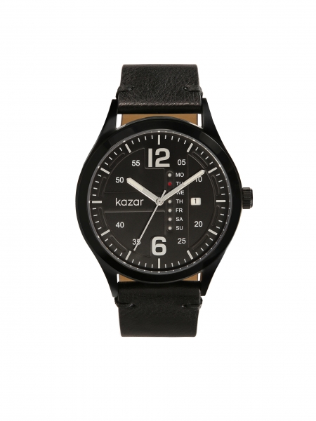 Black watch on a leather strap DAILY LOOK 