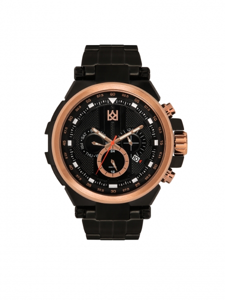 Black men's watch with elements in copper color URBAN STEEL