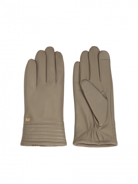 Taupe women's gloves with touch screen function BRAXTON