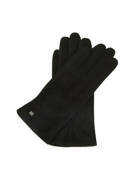 Black suede gloves with delicate logos FRIO