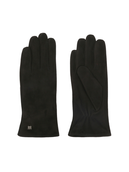 Black suede gloves with delicate logos FRIO