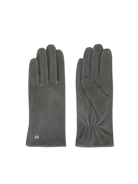 Grey women's gloves in soft suede with subtle logos FRIO