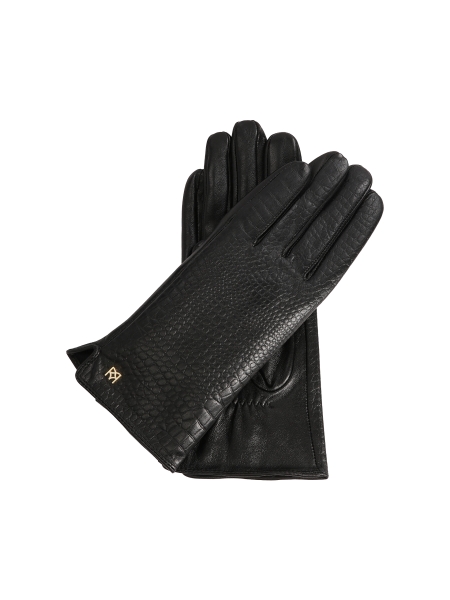 Black gloves decorated with a crocus insert FRIO