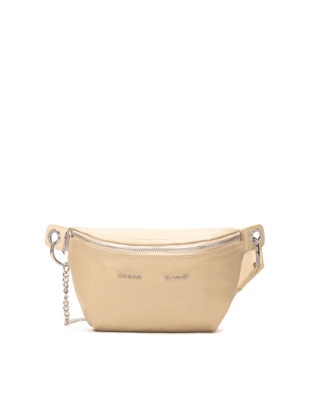 Beige leather belt bag NOEL