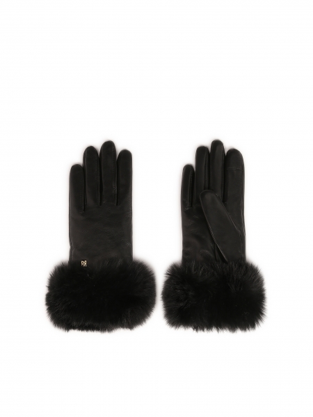 Women's insulated gloves made of leather and faux fur GILLIAM