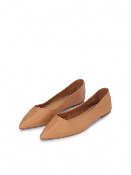 Comfortable light brown leather ballerinas BLASE