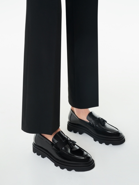 Black leather loafers for men with a hiking sole  KS WILTON