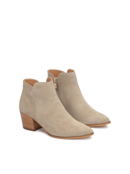 Grey suede cowboy boots on a wooden heel PERRIE