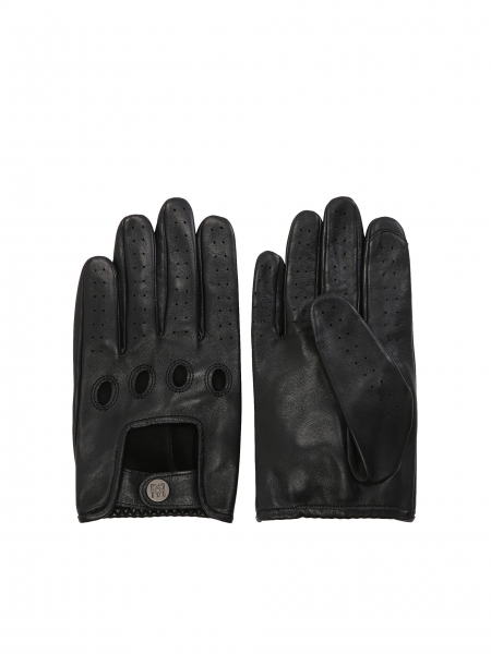 Black leather men's driving gloves ERYCOS 