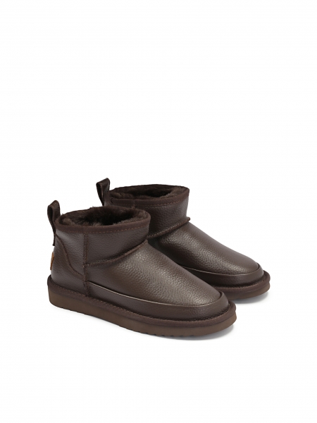 Ladies’ leather snow boots in dark brown colour ZULA
