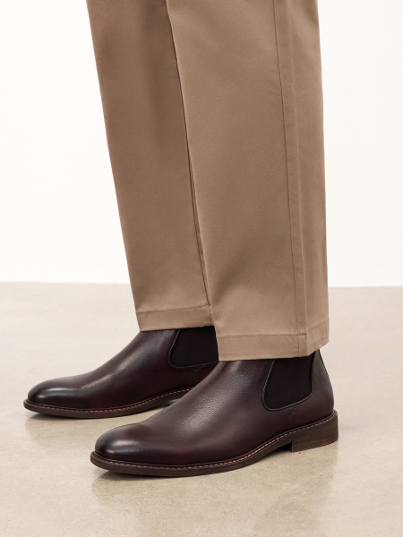 Men’s brown leather slip-on Chelsea boots CASHTON