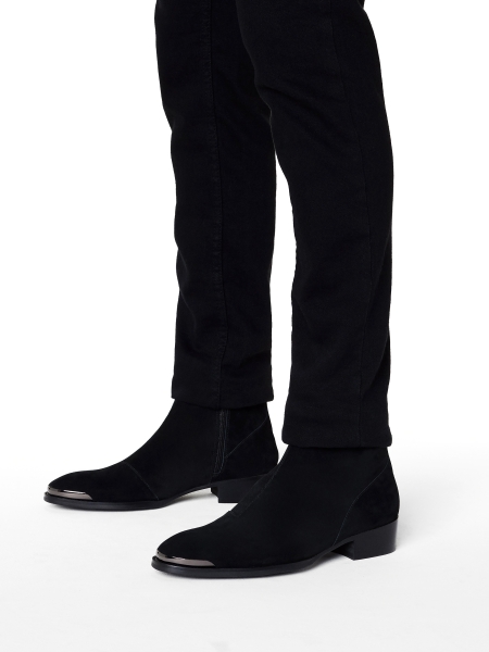Men's suede boots with metal insert on the front PAUL