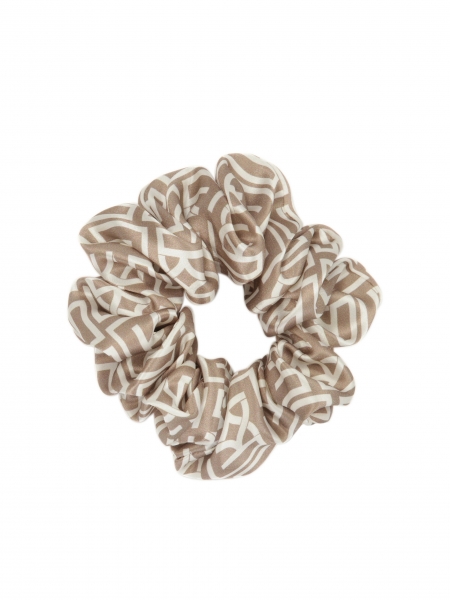 Satin monogrammed hair elastic band PAPILLON