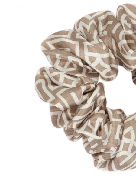 Satin monogrammed hair elastic band PAPILLON