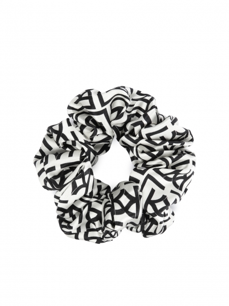 Satin monogrammed scrunchie in KAZAR monograms PAPILLON