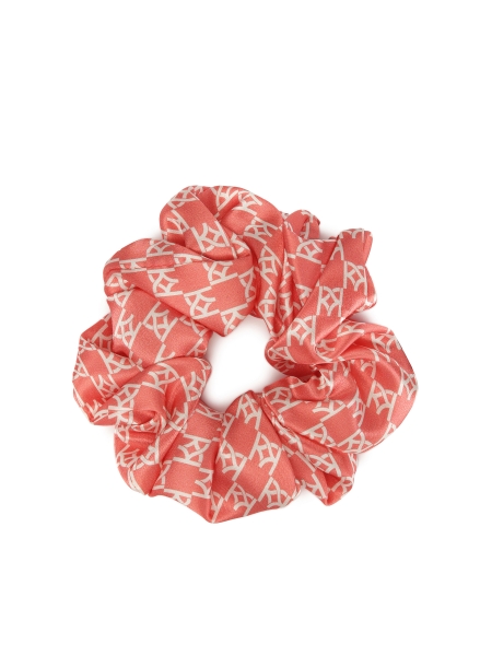 Red scrunchie in white monograms PAPILLON