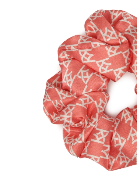 Red scrunchie in white monograms PAPILLON