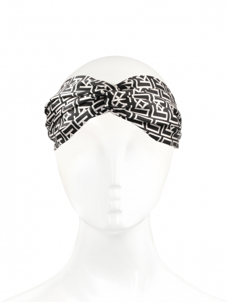 Elegant headband in black and white KAZAR monograms GENEVA