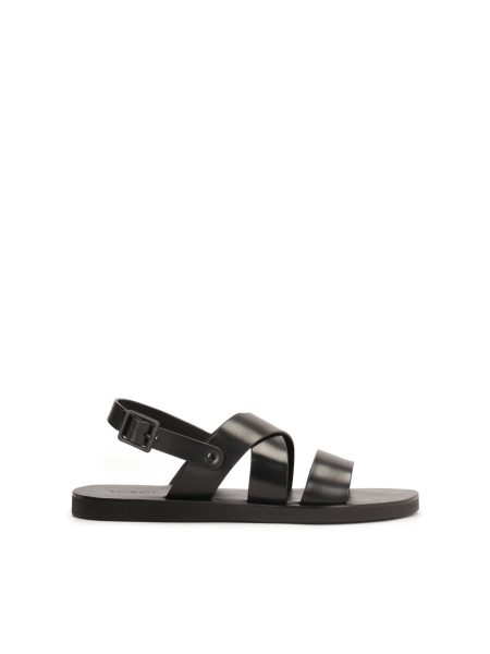 Leather black buckle sandals JOSE
