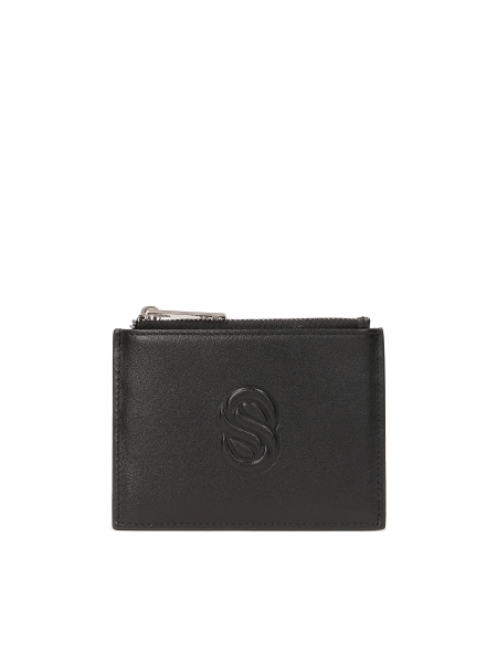 Black leather card case NOBOU