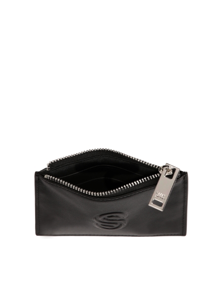 Black leather card case NOBOU