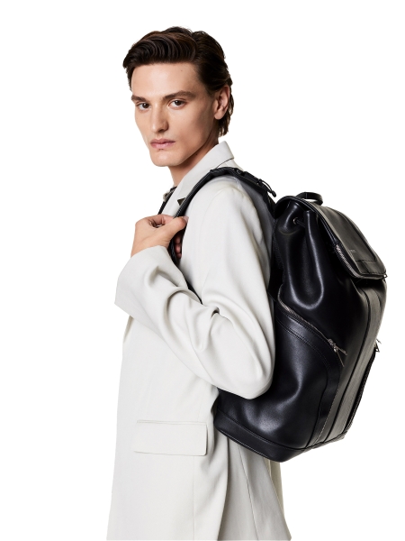 Leather backpack with laptop compartment BRYDEN