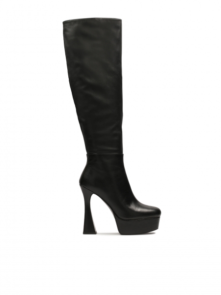 Black platform and cup heel boots CLEO