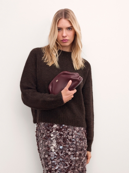 Maroon evening pouch bag GLOW