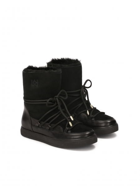 Black snow boots with suede upper HALLE