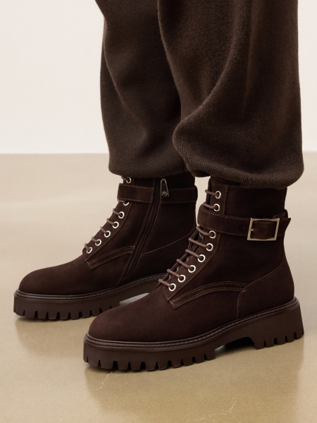 Suede boots with zipper and lacing KELYN