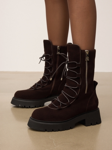 Zippered boots with decorative lacing ELBA