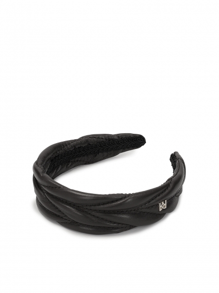 Black leather headband BURNETT