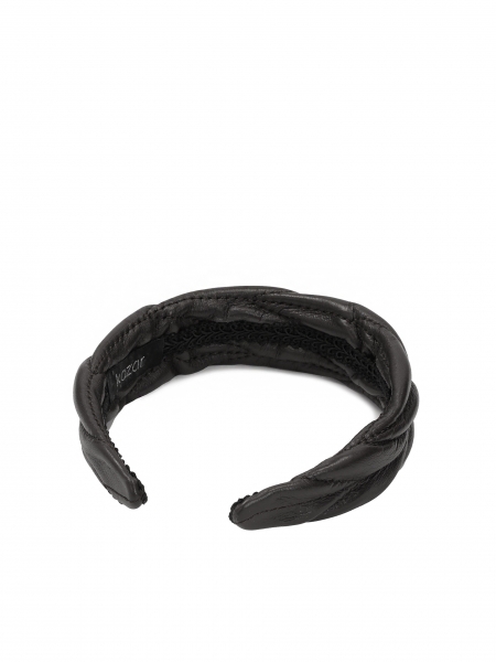 Black leather headband BURNETT