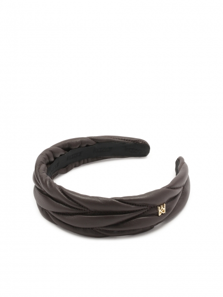Dark brown quilted pattern headband BURNETT