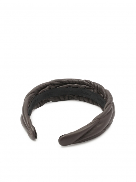 Dark brown quilted pattern headband BURNETT