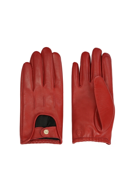 Red leather gloves with cut-outs  GALLIA