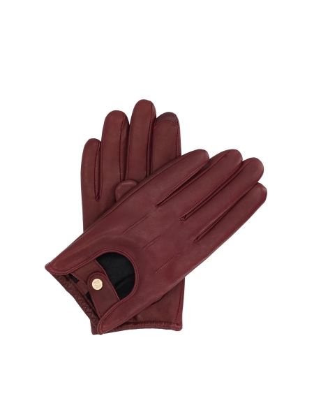 Maroon leather gloves with touch screen function GALLIA