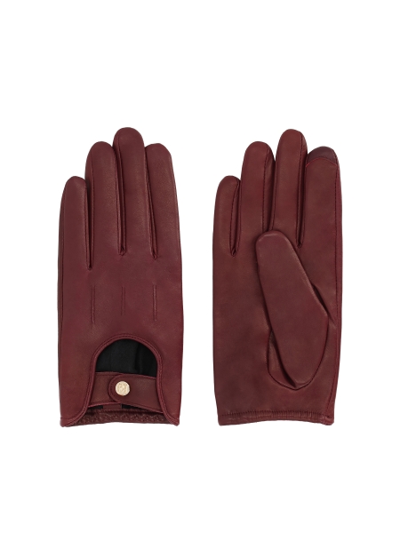 Maroon leather gloves with touch screen function GALLIA