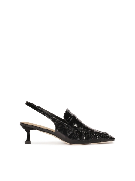 Black open-toe pumps with slingback heel MOULIN