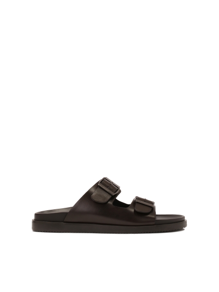 Brown leather slides  CYPRIANNO