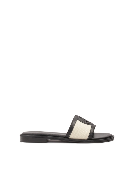 Black leather slides with bright inserts JOVITE