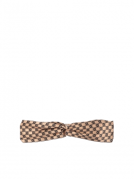 Beige silk satin headband GENEVA