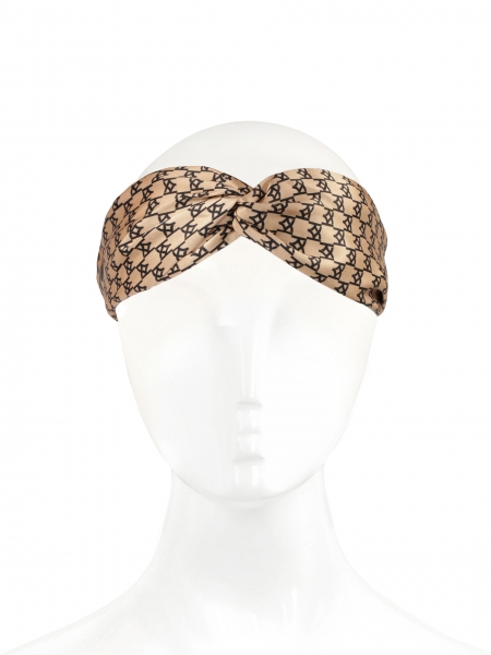 Beige silk satin headband GENEVA