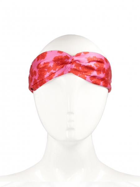Pink headband with red flowers GENEVA