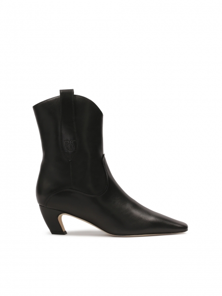 Black leather boots with rounded upper  KESLEY