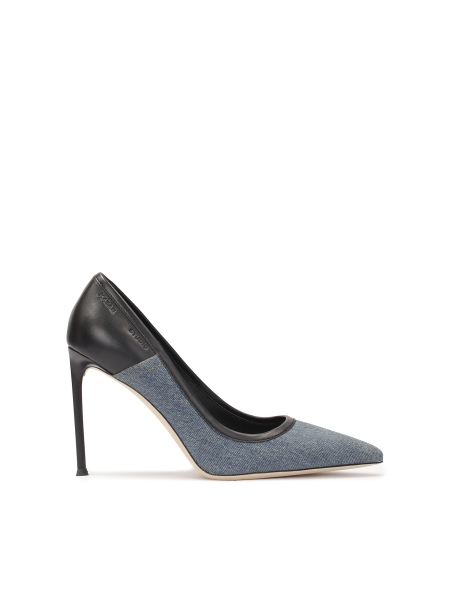 Blue-black combined material pumps NAOMI