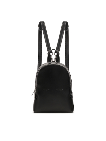 Small black rigid leather backpack BRYCE