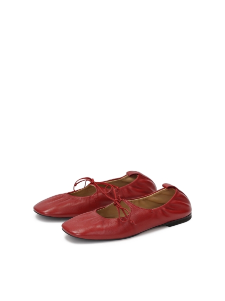 Tiered red ballerinas on a leather sole KS AVRIL