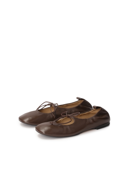 Dark brown ballerinas with tied thong  KS AVRIL